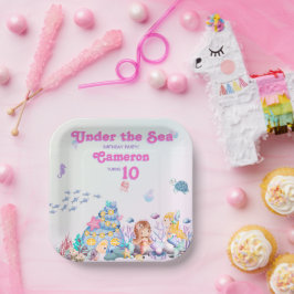 Whimsikisches Elegant unter dem Meerjungfrau-Platz Pappteller