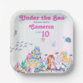 Whimsikisches Elegant unter dem Meerjungfrau-Platz Pappteller (Vorderseite)