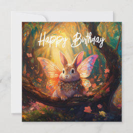 Whimsikisches Hasen im verzauberten Wald Happy Bir Karte