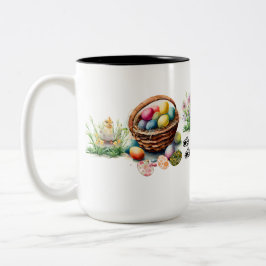 Whimsikisches Trio der OsterBunnies-Tasse Zweifarbige Tasse
