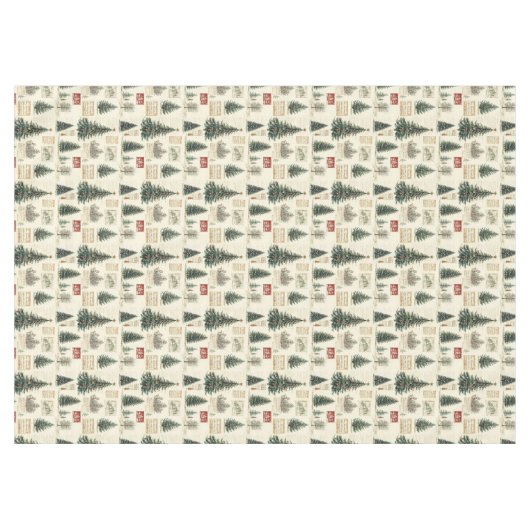 Whimsikisches Vintages Tischdecken in gedämpften f (Vorderseite (Horizontal))