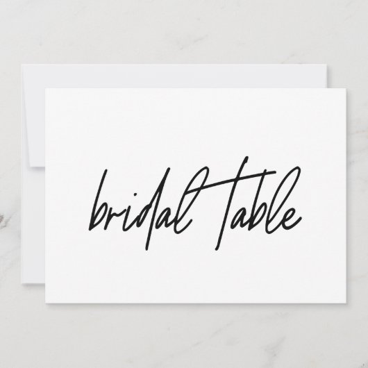 Whimsikkalligrafie Bridal Table Wedding Sign Dankeskarte (Vorderseite)