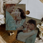 Whimsikkalligrafisches Foto überlagert die Hochzei Einladung<br><div class="desc">Dieses skurrile Foto überlagert die Hochzeit der Einladungskarte und ist ideal für eine moderne Hochzeit. Das Design zeichnet sich durch eine elegante und dennoch rustikale Typografie aus,  mit zwei Fotos,  einem vorne und einem hinten. Weitere Möglichkeiten zur Formulierung von Hochzeitsaufforderungen finden Sie in der kompletten kalligraphischen Hochzeitskollektion: https://www.zazzle.com/collections/119031173232028807</div>