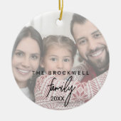 Whimsikkalligrafisches Foto Weihnachten Keramik Ornament (Vorne)