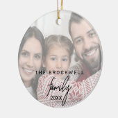 Whimsikkalligrafisches Foto Weihnachten Keramik Ornament (Links)