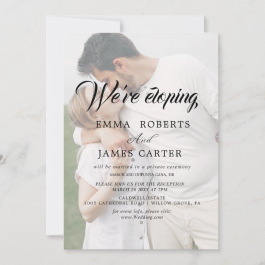 Whimsikkalligraphie | Ausblendung des Fotos Einladung (Vorderseite)