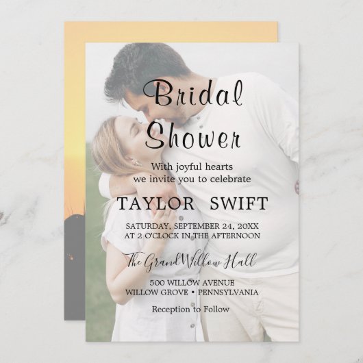 Whimsikkalligraphie | Brautparty aus ausgeblendete Einladung (Vorne/Hinten)