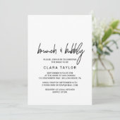 Whimsikkalligraphie Brunch & Bubbly Einladung (Stehend Vorderseite)