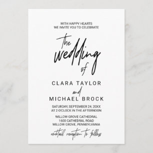 Whimsikkalligraphie Cocktail Empfang Hochzeit Einladung