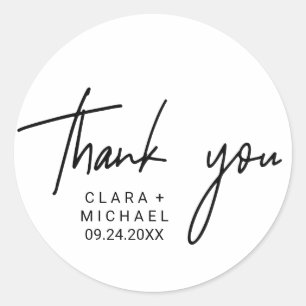 Whimsikkalligraphie Danke Gastgeschenk Hochzeit Runder Aufkleber