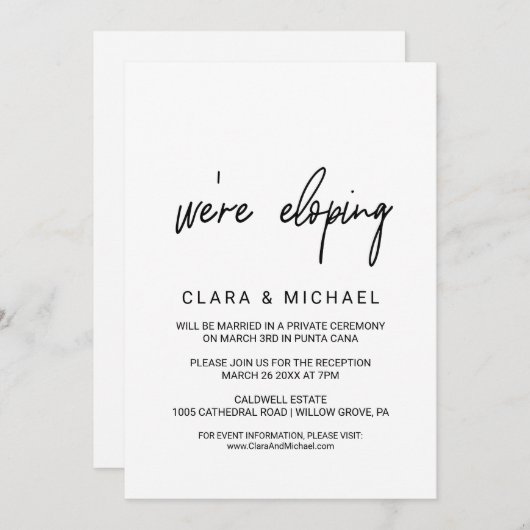 Whimsikkalligraphie Einladung (Vorne/Hinten)