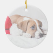 Whimsikkalligraphie Foto Weihnachten Keramik Ornament (Hinten)