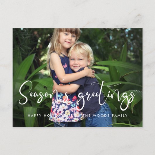 Whimsikkalligraphie Jahresgrüße Foto Postkarte (Vorderseite)