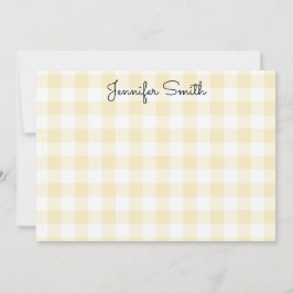 Whimsikkalligraphie Pastel Lemon Yellow Gingham Mitteilungskarte