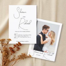 Whimsikkalligraphie Schwarz-weißes Foto Hochzeit