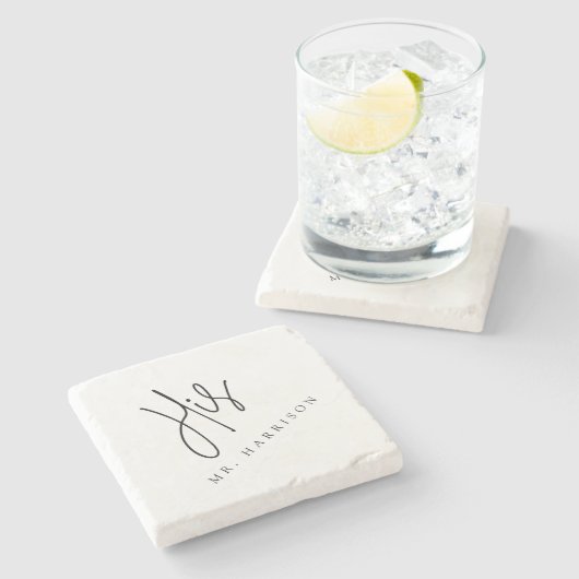 Whimsikkalligraphie Sein Marmor-Untersetzer Steinuntersetzer (Seitenansicht)