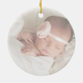 Whimsikkalligraphie verblasste Foto Erste Weihnach Keramik Ornament (Hinten)