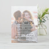 Whimsikkalligraphie verblasstes Foto gegenüber Ern Einladung (Stehend Vorderseite)