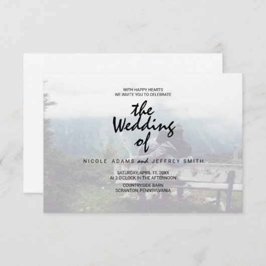 Whimsikkalligraphie | Verblendetes Foto Einladung (Vorne/Hinten)