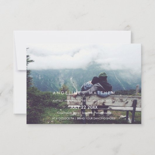 Whimsikkalligraphie | Verblendetes Foto Einladung (Vorderseite)