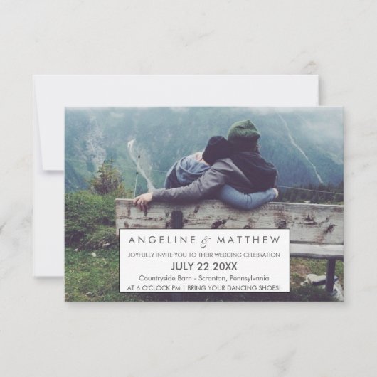 Whimsikkalligraphie | Verblendetes Foto Einladung (Vorderseite)