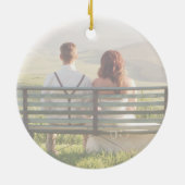 Whimsikkalligraphie Verblendetes Foto Verheiratet Keramik Ornament (Hinten)