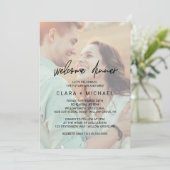 Whimsikkalligraphie verblichenes Foto Begrüßungses Einladung (Stehend Vorderseite)