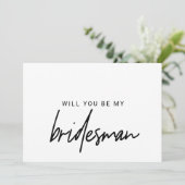 Whimsikkalligraphie wirst du mein Bridesman sein Einladung (Stehend Vorderseite)