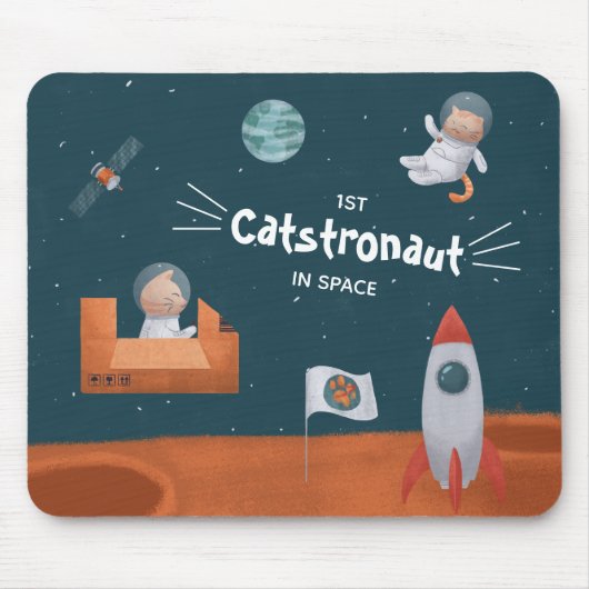 Whimsikkatstronaut im Weltraum, Katzen auf Mars, S Mousepad (Vorne)