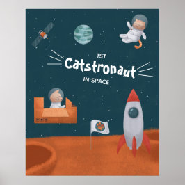 Whimsikkatstronaut im Weltraum, Katzen auf Mars, S Poster