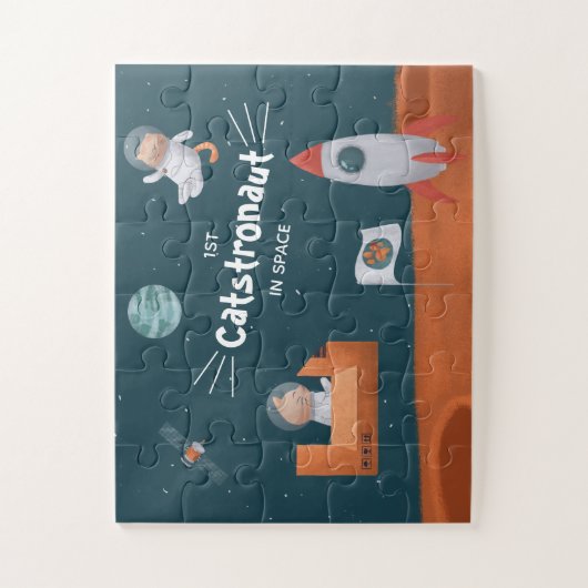 Whimsikkatstronaut im Weltraum, Katzen auf Mars, S Puzzle (Vertikal)