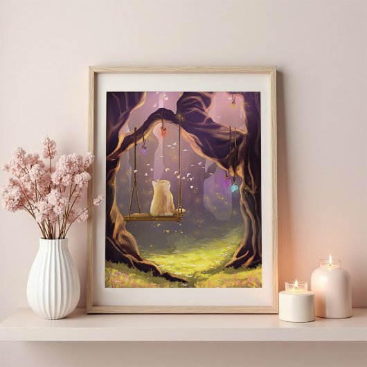 Whimsikkatze auf einem Schaukelposter Poster