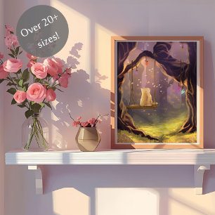 Whimsikkatze auf einem Schaukelposter Poster