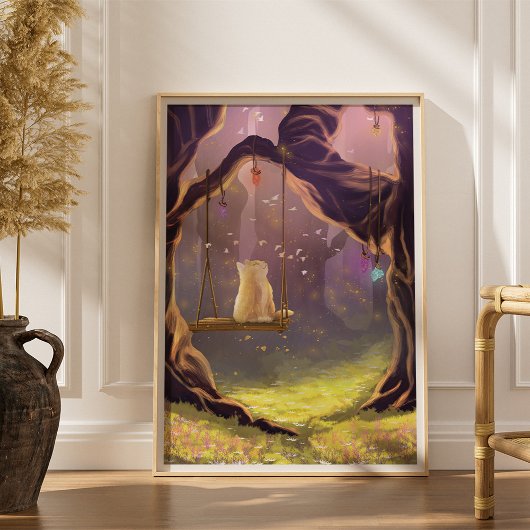 Whimsikkatze auf einem Schaukelposter Poster