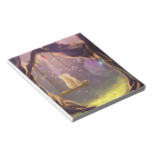 Whimsikkatze auf einem Swing Notepad Notizblock (angewinkelt)