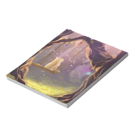 Whimsikkatze auf einem Swing Notepad Notizblock (Rotiert)