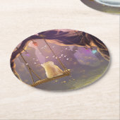 Whimsikkatze auf einem Swing-Untersetzer Runder Pappuntersetzer (Angewinkelt)