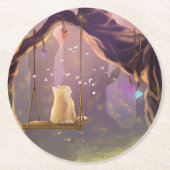 Whimsikkatze auf einem Swing-Untersetzer Runder Pappuntersetzer (Vorderseite)