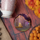 Whimsikkatze auf einem Swing-Untersetzer Runder Pappuntersetzer