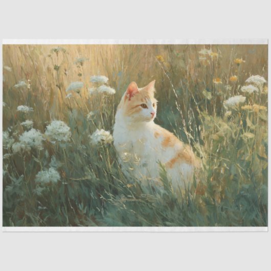 Whimsikkatze in einer Wildblume Seidenpapier (Vorderseite)