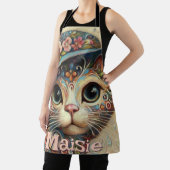 Whimsikkatze mit einem Personalisierten Hutfloral Schürze (InSitu)