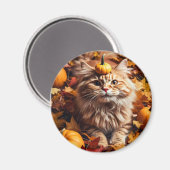 Whimsikkatze mit Pumpkins Magnet (Vorderseite/Rückseite)