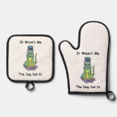 Whimsikkatze Ofenhandschuh & Topflappen-Set (Vorderseite)