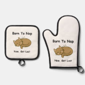 Whimsikkatze Ofenhandschuh & Topflappen-Set (Vorderseite)