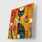 Whimsikkatze Quadratische Wanduhr (Winkel)