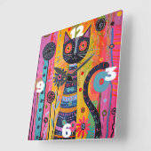 Whimsikkatze Quadratische Wanduhr (Winkel)