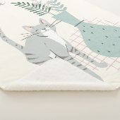Whimsikkatze und Pflanze Sage Green Personalisiert Sherpadecke (3/4)