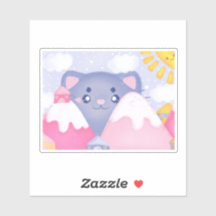 Whimsikkatze und Wintergebirge mit Niedlicher Sonn