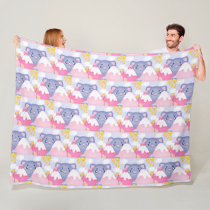 Whimsikkatze und Wintergebirge mit Niedlicher Sonn Fleecedecke