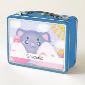 Whimsikkatze und Wintergebirge mit Niedlicher Sonn Metall Brotdose (Rückseite)